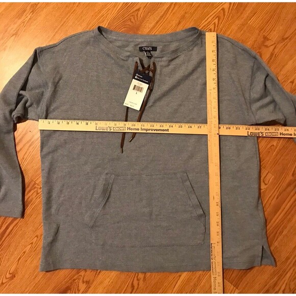Chaps Lace Up Sweatshirt Women Blue Rugged Blue Size Large Cotton Blend G2 - Picture 10 of 10